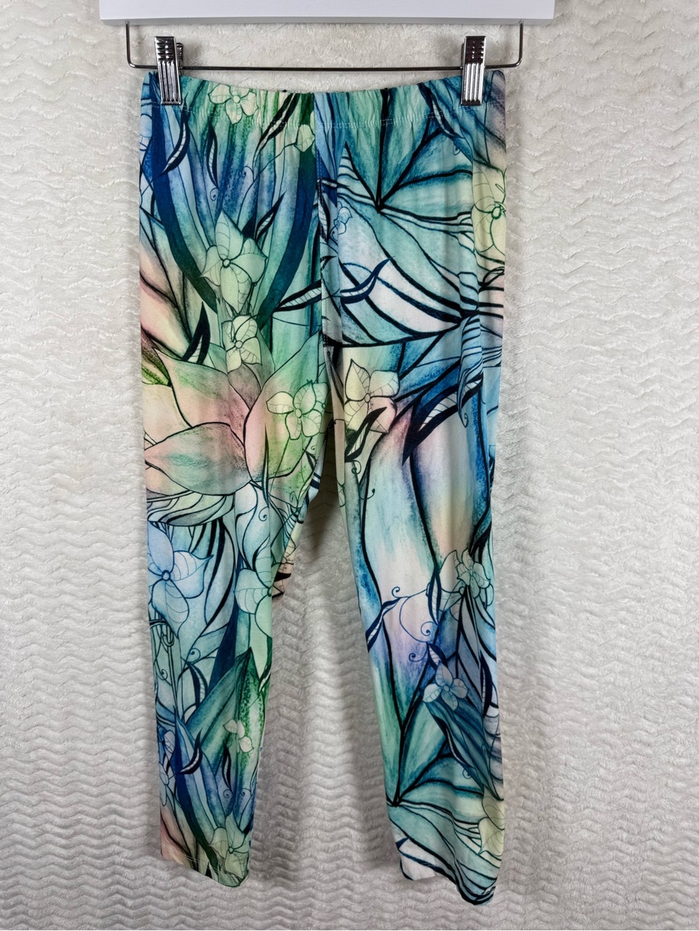 Floral Watercolor Leggings - Multi Blue Green